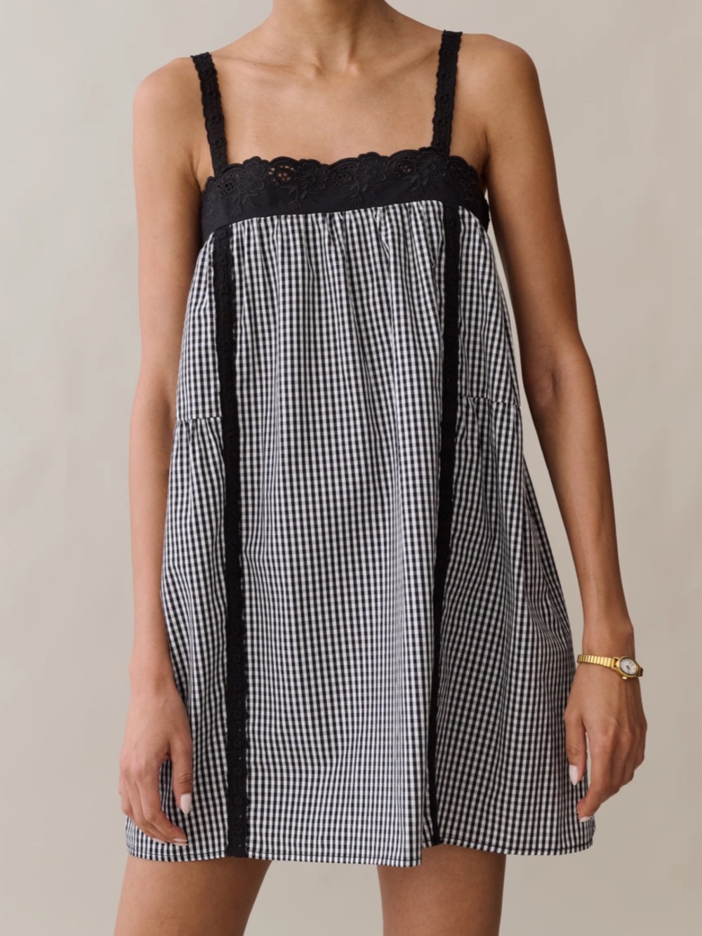 Kourt Florence Cotton Dress in Black Gingham